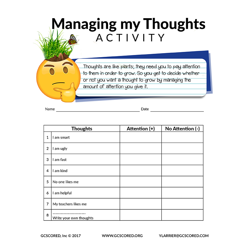 RUMERTIME Activity Sheet - Managing my Thoughts (30/set)